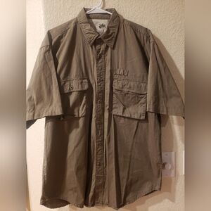 Bugle Boy Khaki Short Sleeve Button-Up Shirt